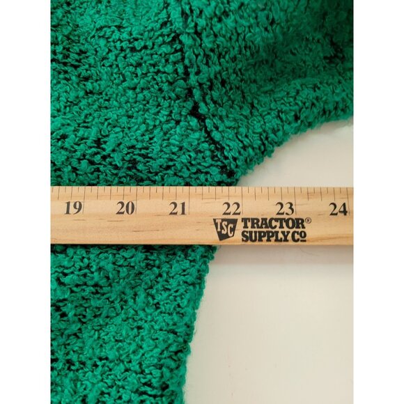 VTG Y2K Green Chunky Cardigan Sweater S Double Breasted V-Neck Oversized Pockets - Picture 3 of 16